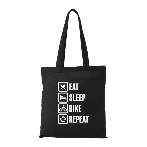Eat sleep bike repeat - Bevásárló táska fekete