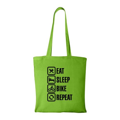 Eat sleep bike repeat - Bevásárló táska zöld