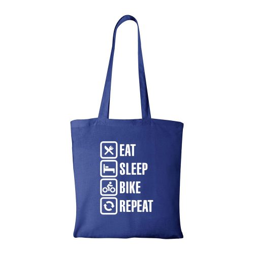 Eat sleep bike repeat - Bevásárló táska kék