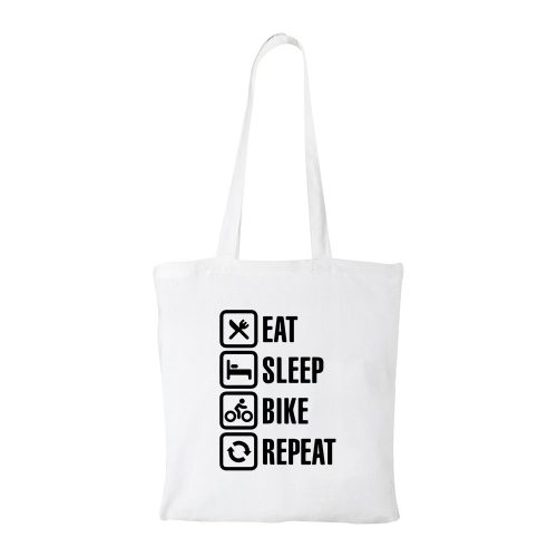 Eat sleep bike repeat - Bevásárló táska fehér