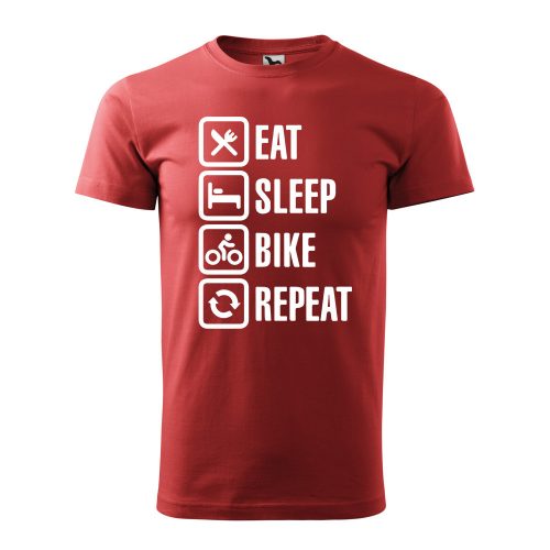 Póló Eat sleep bike repeat  mintával - Terrakotta M méretben