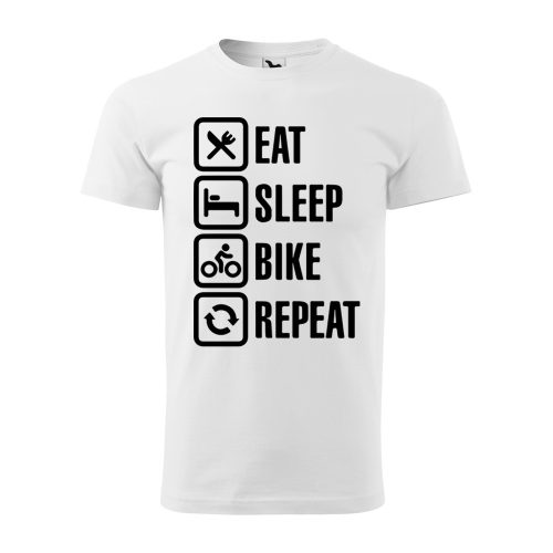 Póló Eat sleep bike repeat  mintával - Fehér M méretben