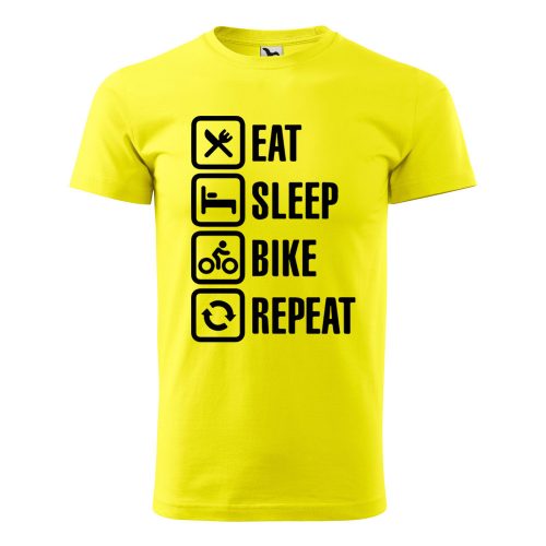Póló Eat sleep bike repeat  mintával - Sárga M méretben