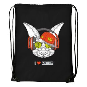 Zenét hallgató nyúl - Sport táska fekete