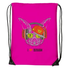 Zenét hallgató nyúl - Sport táska magenta