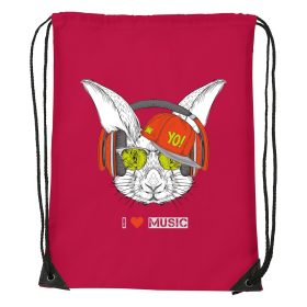 Zenét hallgató nyúl - Sport táska piros