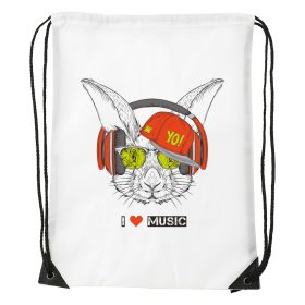 Zenét hallgató nyúl - Sport táska fehér