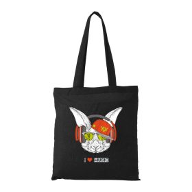 Zenét hallgató nyúl - Bevásárló táska fekete