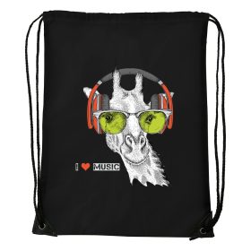 Zenét hallgató zsiráf - Sport táska fekete
