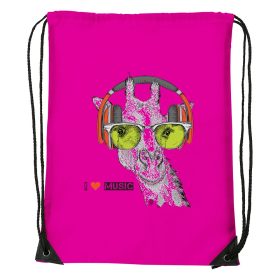 Zenét hallgató zsiráf - Sport táska magenta