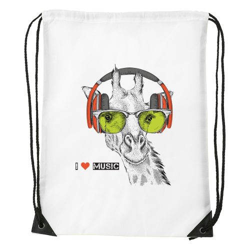 Zenét hallgató zsiráf - Sport táska fehér