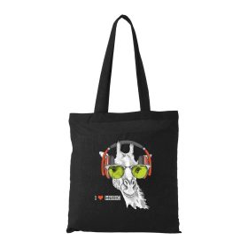 Zenét hallgató zsiráf - Bevásárló táska fekete