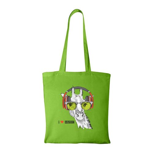 Zenét hallgató zsiráf - Bevásárló táska zöld