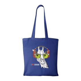Zenét hallgató zsiráf - Bevásárló táska kék