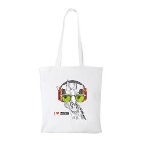 Zenét hallgató zsiráf - Bevásárló táska fehér
