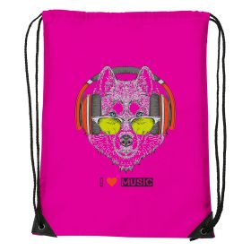 Zenét hallgató farkas - Sport táska magenta