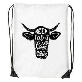 Keep calm and love cows - Sport táska fehér