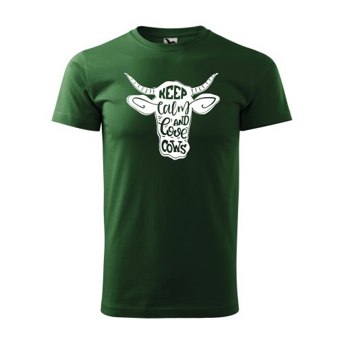 Póló Keep calm and love cows  mintával - Zöld XXL méretben