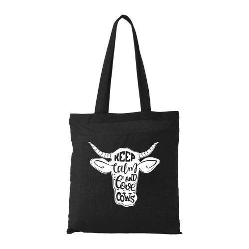 Keep calm and love cows - Bevásárló táska fekete