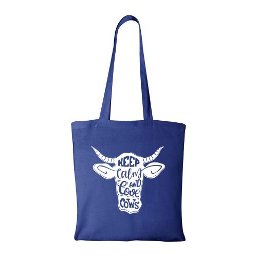 Keep calm and love cows - Bevásárló táska kék