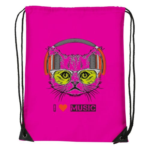 Zenét hallgató cica - Sport táska magenta