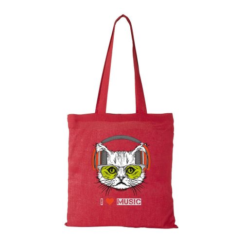 Zenét hallgató cica - Bevásárló táska piros