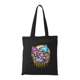 Koponya gombákkal - Bevásárló táska fekete