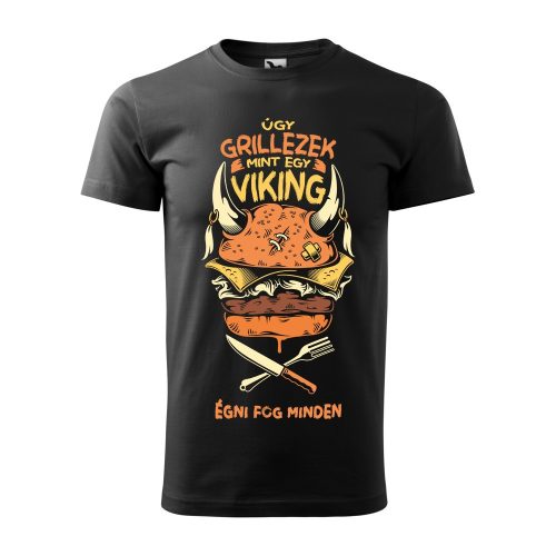 Póló Úgy grillezek mint egy viking  mintával - Fekete S méretben