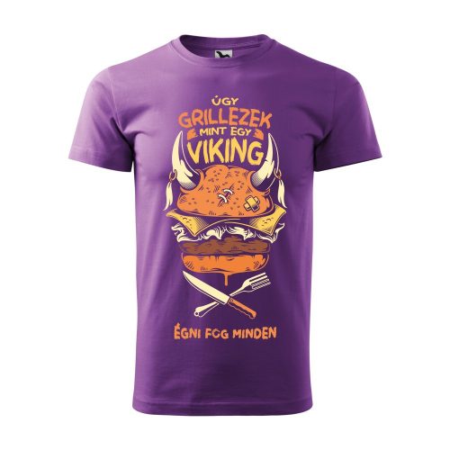 Póló Úgy grillezek mint egy viking  mintával - Lila L méretben