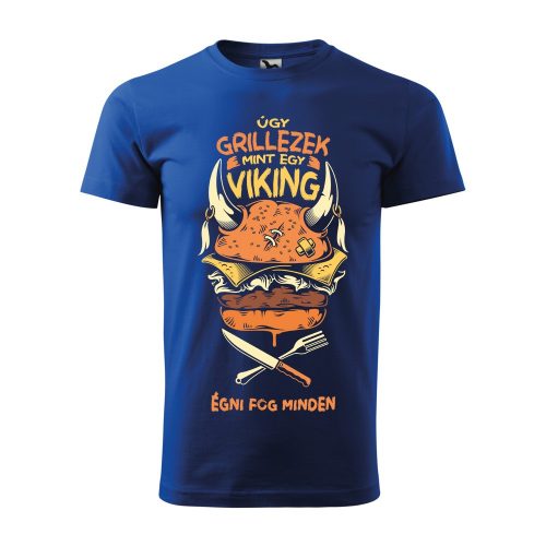 Póló Úgy grillezek mint egy viking  mintával - Kék XL méretben