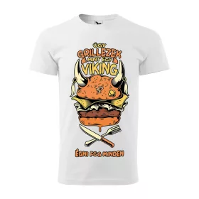 Póló Úgy grillezek mint egy viking  mintával - Fehér