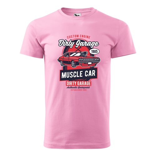 Póló Dirty Garage  mintával - Rózsaszín XL méretben