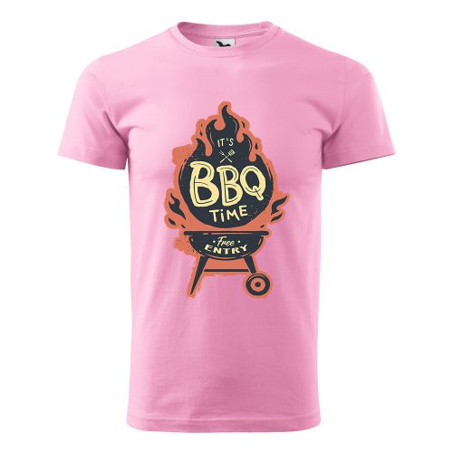 Póló BBQ time  mintával - Rózsaszín S méretben