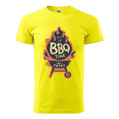 Póló BBQ time  mintával - Sárga XXL méretben