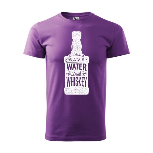 Póló Save water drink whiskey  mintával - Lila XXL méretben