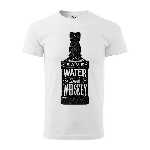 Póló Save water drink whiskey  mintával - Fehér XXL méretben
