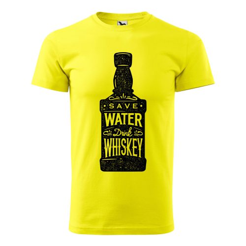 Póló Save water drink whiskey  mintával - Sárga L méretben