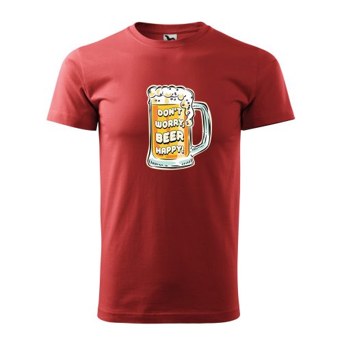 Póló Dont worry, beer happy  mintával - Terrakotta XXXL méretben