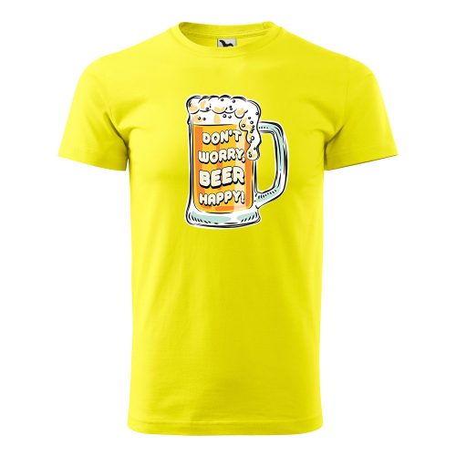Póló Dont worry, beer happy  mintával - Sárga L méretben