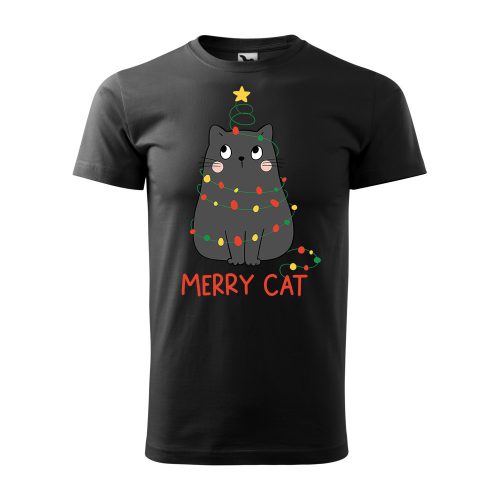 Póló Merry Cat  mintával - Fekete S méretben