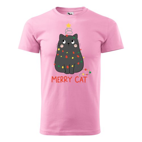 Póló Merry Cat  mintával - Rózsaszín L méretben