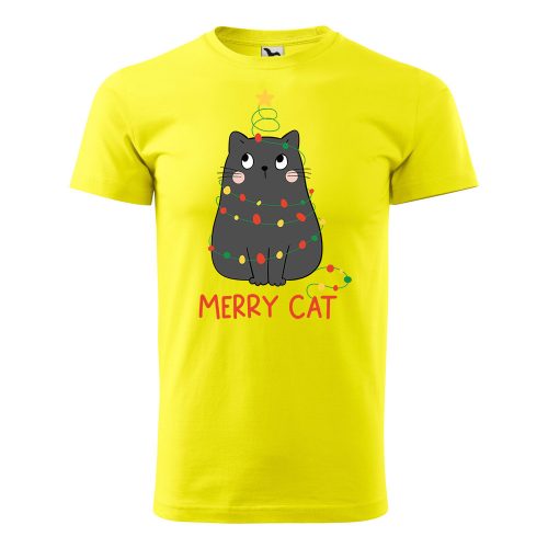 Póló Merry Cat  mintával - Sárga L méretben