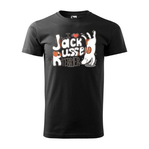 Póló I love Jack Russel mintával - Fekete L méretben