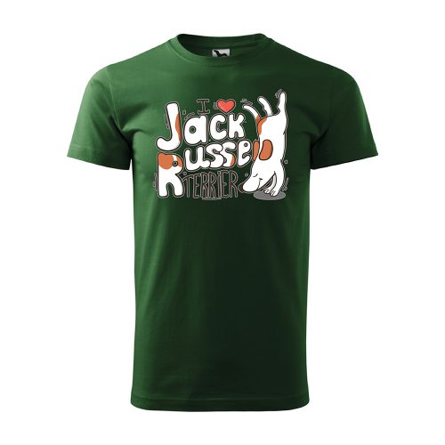 Póló I love Jack Russel mintával - Zöld L méretben
