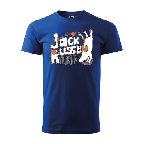 Póló I love Jack Russel mintával - Kék L méretben