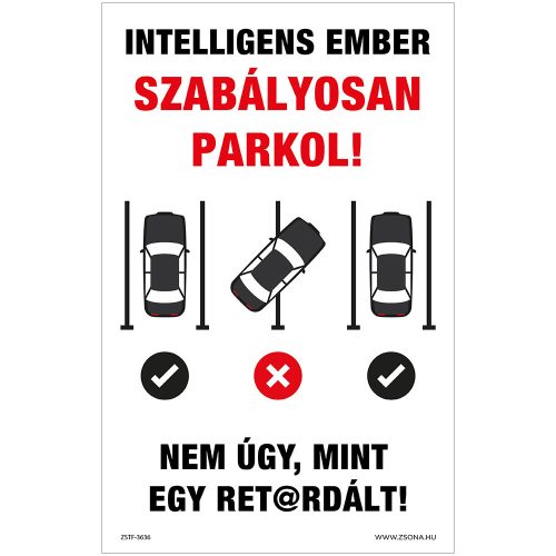 Intelligens ember szabályosan parkol! Öntapadós matrica 160x250 mm