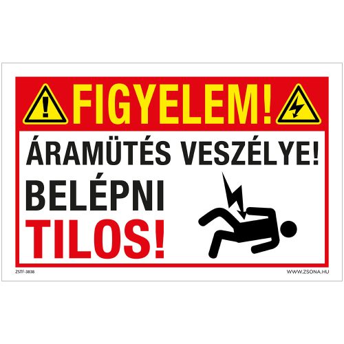 Figyelem! Áramütés veszélye! Alumínium tábla 160x250 mm