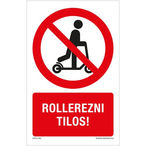 Rollerezni tilos! Műanyag tábla 160x100 mm