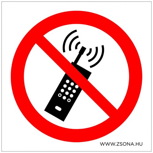Rádiótelefon használata tilos! Műanyag tábla 100x100 mm