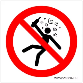 Ittas ember számára tilos! Öntapadós matrica 100x100 mm